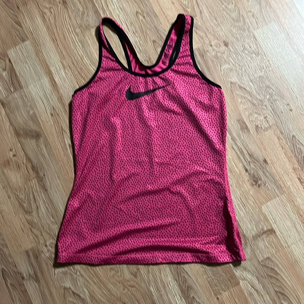 Nike/ Dri fit tank top/pink polka dot/L/EUC